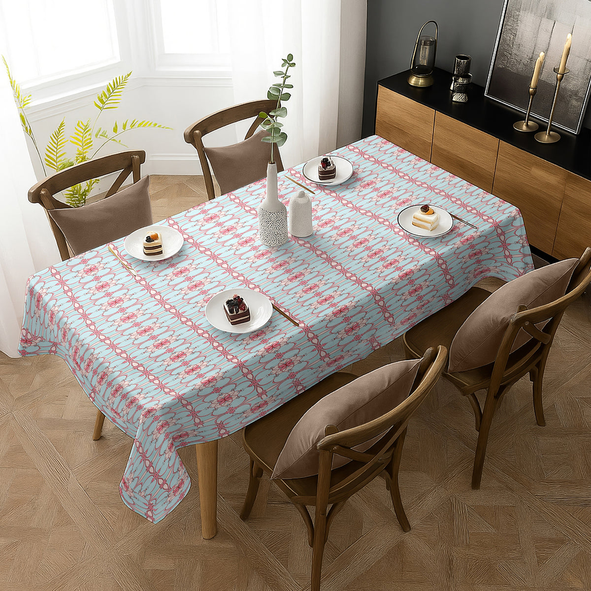 Elegant Mint Harmony Satin Table Cloth (6/8 Seater)