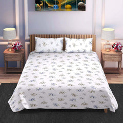 Classic Botanical Bloom – Cotton Bedsheet (90×100 inch) King Size