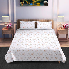 Autumn Whisper Bloom – Cotton Bedsheet (90×100 inch) King Size
