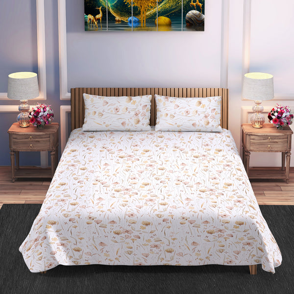 Golden Meadow Bloom – Cotton Bedsheet (90×100)