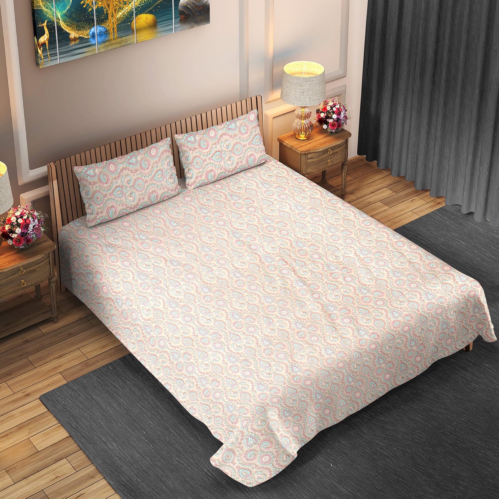Royale Pastel Cotton Bedsheet (108×108 inch) Super King - Furnish Factory