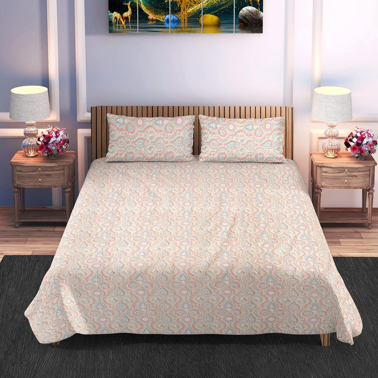 Royale Pastel Cotton Bedsheet (108×108 inch) Super King - Furnish Factory